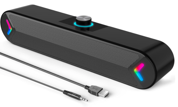 LENRUE Computer Speakers,Wired USB-Powered Sound-bar with 10W Stereo Sound for PC Desktop